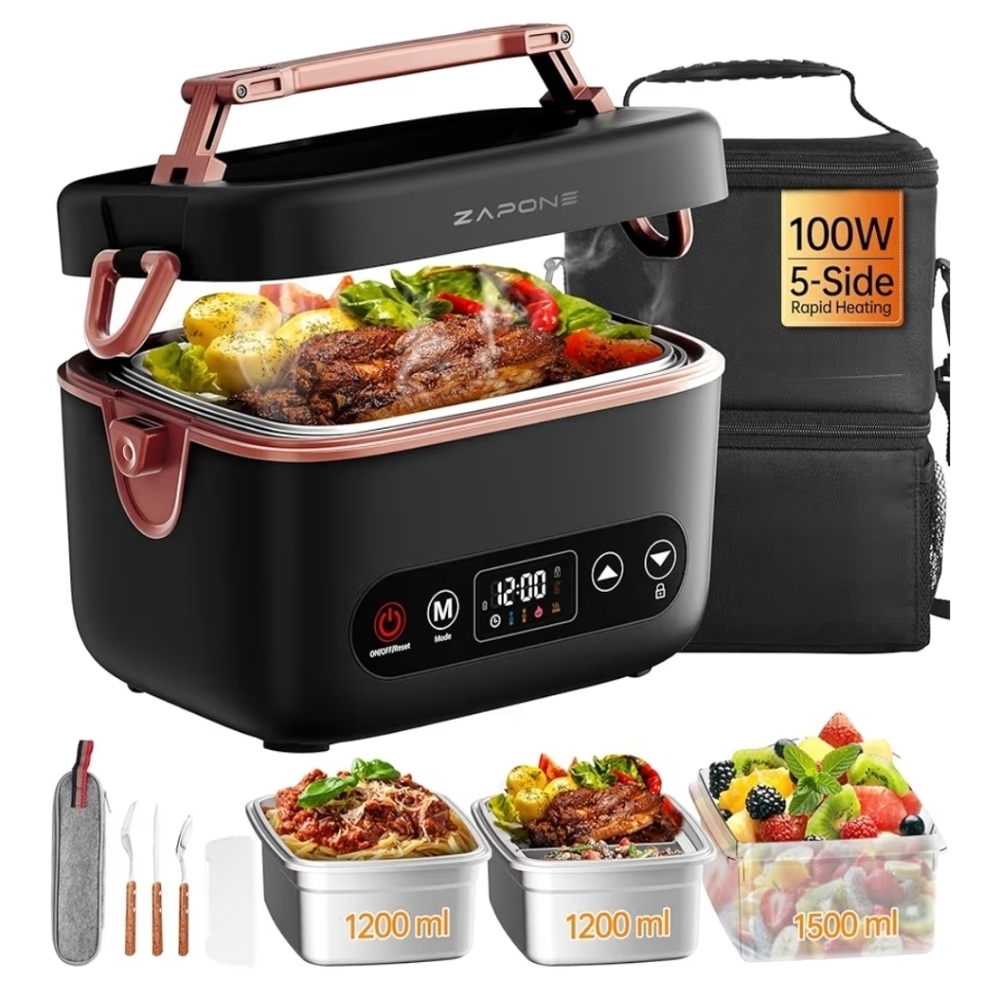 NIB Cordless Heated Lunch Box Oven Smart Battery Powered BPA Free